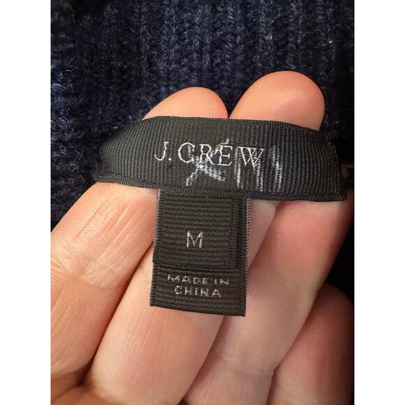 J. Crew 100% Fair Isle Blue Pink White Wool Turtleneck Sweater EUC! Medium - Picture 4 of 5